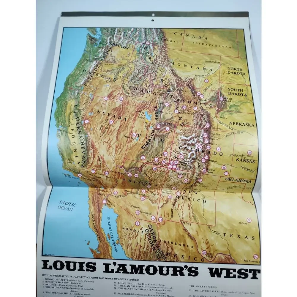 Frank McCarthy & Louis L'Amour Calendar 1982 with L'Amour's West Map